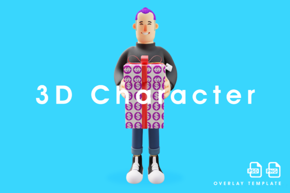 3D Cool Man Cartoon Design Gift Character