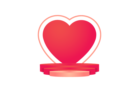 3D Love Stage Concept Design Vector
