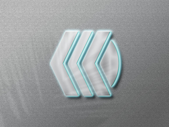 3D Silver Effect Neon Logo Mockup Design