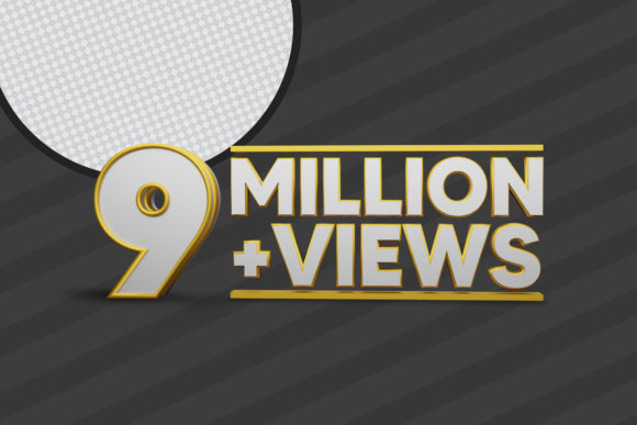 9 Million Views 3D Render Premium PSD: Design Asset Review