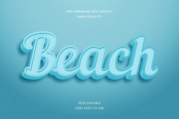 Beach 3D Text Effect Mockup PSD Graphic
