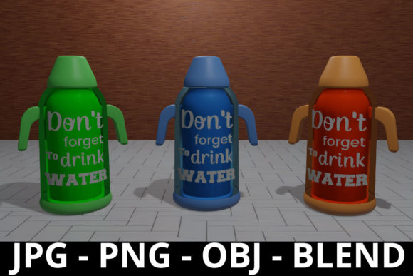 Colorful Water Bottle 3D Rendering for Modern Visuals