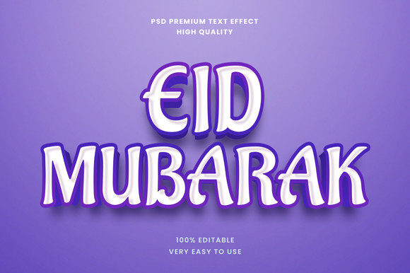 Eid Mubarak 3D Text Effect PSD Graphic