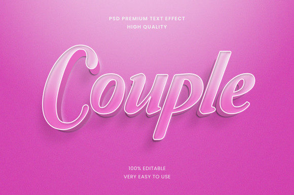 Elevate Designs with Couple 3D Text Effect Mockup PSD