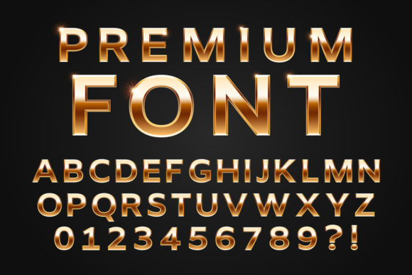 Glossy Gold Typeface: Shine Alphabet Letters