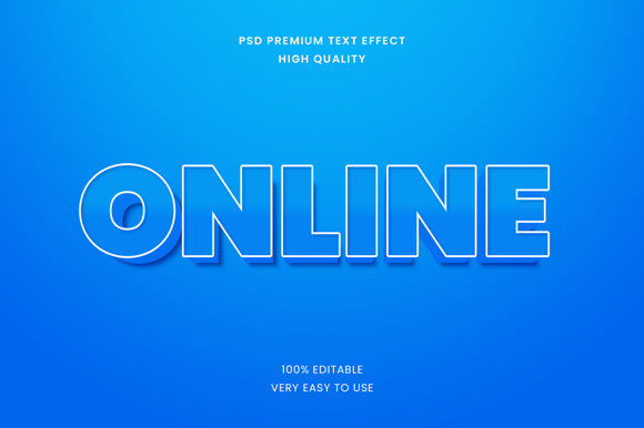 Online 3d Text Effect Mockup PSD Graphic