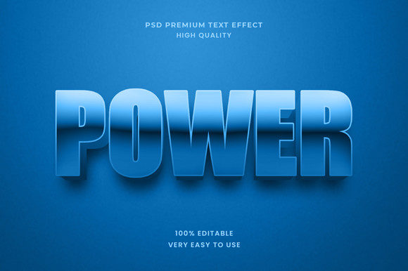 Power 3d Text Effect Mockup PSD Graphic
