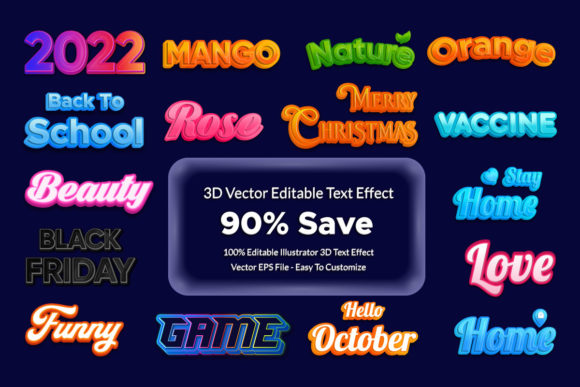 Vector 3D Editable Text Effect Design Bundle Guide