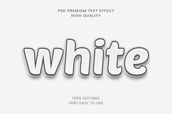 White 3D Text Effect Mockup PSD Graphic